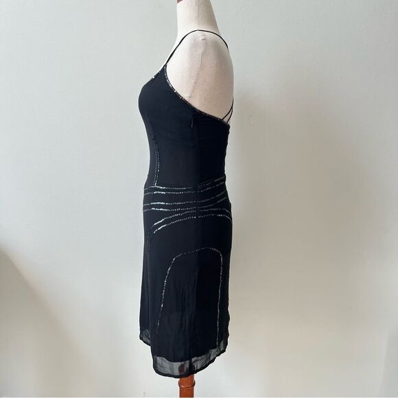 Vintage 90s Y2k Esprit Black Goth Grunge Boho Satin Slip Dress Womens SZ 8 Prom - Picture 4 of 8
